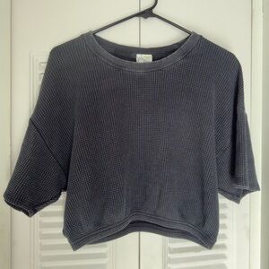 Offline by Aerie Dark Gray Waffle Cropped Top size Small S